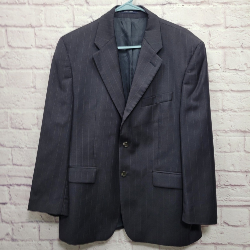 Ralph Lauren 100% Wool Midnight Blue Blazer Sz 40S Stripe Lanificio Mario Zegna